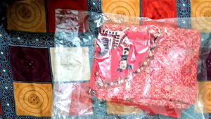 Bombay Hyies Cotton Fabric Red Designed Bed Sheet