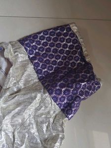 Elegant Silver and Purple Blouse