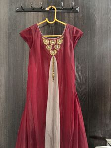 Maroon Indo-Western Party Wear Gown