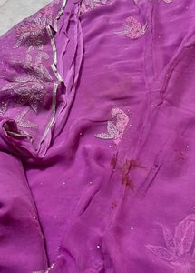 Embroidered Purple Saree