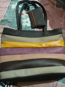 Striped Color Block Tote Bag