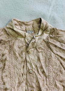 Embroidered Beige Kurta