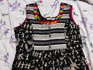 Black Kurta with Traditional Warli Print