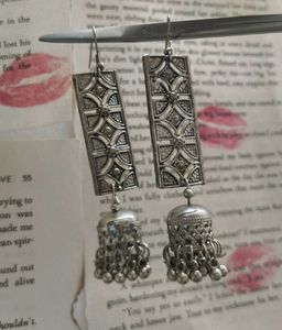Bohemian Silver Tone Jhumka Earrings