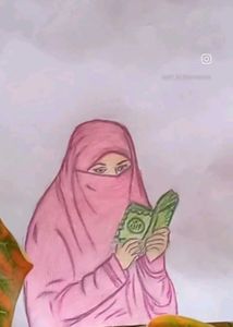 Beautiful Hijab Woman Reading