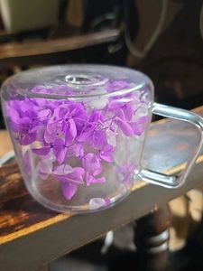 Purple Flower Cup / Floral Glass