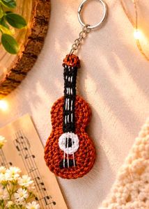 Crocheted Guitar Keychain
