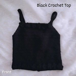 Black Crochet Crop Top