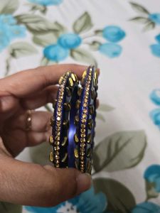 Chic Purple Bangles with Gold Accents