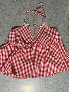 Red Gingham Halter Top
