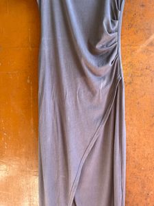 Ruched Grey Midi Dress