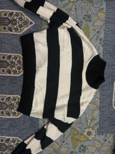 H&M, Black & White Striped Knit Sweater