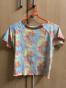 Cute Tie-Dye Ruched Crop Top