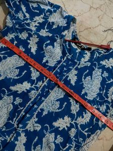Blue Floral Print Kurta