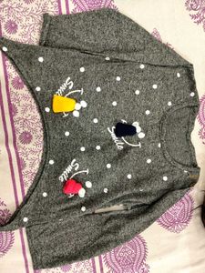 Gray Polka Dot "Smile" Top