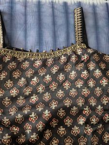 Pure Silk 3 pc Sharara Suit in Ajrakh block print