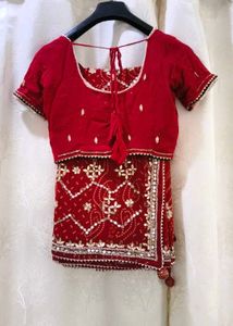 Red Bandhani Handwork Saree with Blouse