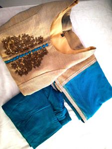 Elegant Gold Embroidered Kurta set designer