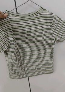 Striped Ribbed Cropped Top