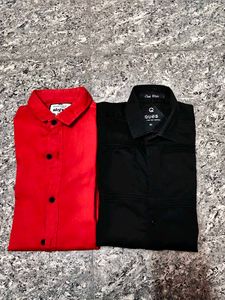 (Combo)Men's Red & Black Shirts (Pack of 2)