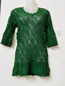 Green Crochet Tunic Top