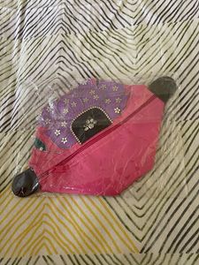 Hand painted Embellished Pink makeup pouch Bag