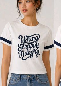 White "Young Scrappy & Hungry" Graphic Tee
