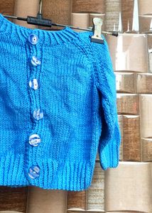 Cute Blue Knitted Baby Cardigan