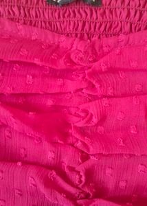 Hot Pink Sheer Puff Sleeve Top