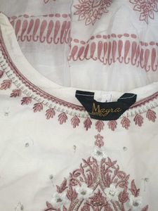 brand new freshWhite &amp; Pink Embroidered K