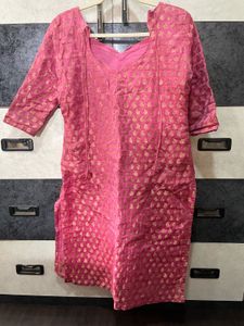 Vibrant Pink Brocade Blouse