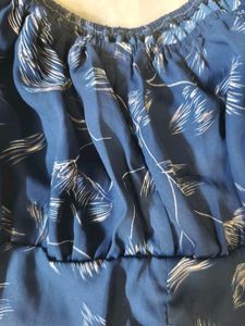 Stylish Navy Blue Peplum Top