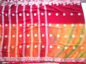 Vibrant Pink Polka Dot Saree