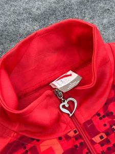 Vibrant Red Graphic Track Jacket