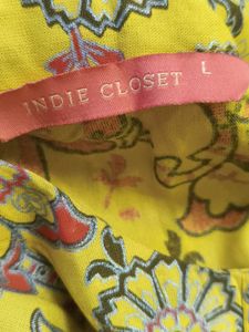 Mustard Yellow Printed Anarkali Kurta with Sequina