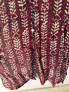 Burgandy Printed Kurta &amp; Pants Set