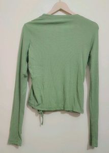 Lime Green Ruched Long Sleeve Top 32 Bust