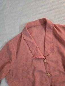 Elegant Peach Collared Blouse
