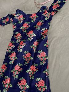 Navy Blue Floral weaves Kurta