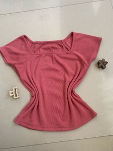 combo Cute Pink Square Neck Top