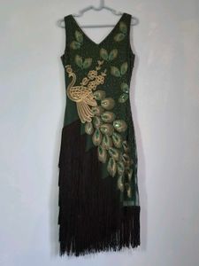 Sparkling Peacock Flapper Dress