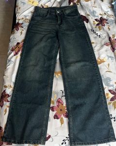 Wide Leg Vintage Wash Denim Jeans