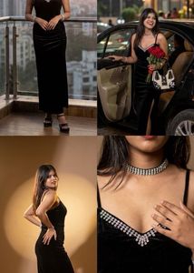Elegant Black Velvet Evening Gown