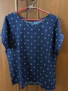 Navy Anchor Print Top