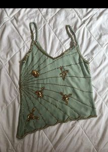 Y2K embellished butterfly camisole top