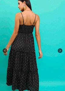 Black Floral Tiered Midi Dress