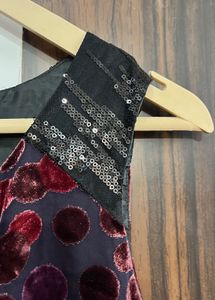 Velvet Dot Print Sleeveless Dress