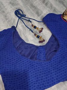 Elegant Blue Embroidered Blouse