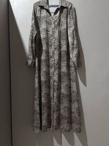 Zebra Print Button-Down Maxi Dress