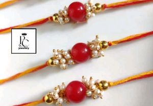 Handmade Rakhi with Red Beads